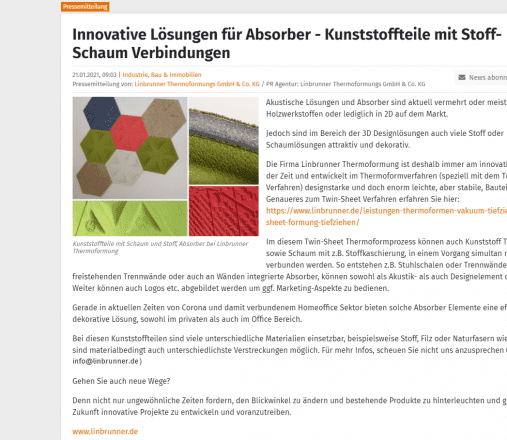 Akustibereich & Absorber - Kunststoff Schaum Produkte